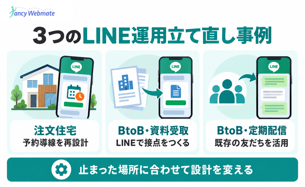 LINE公式アカウント運用を立て直した3事例の概要