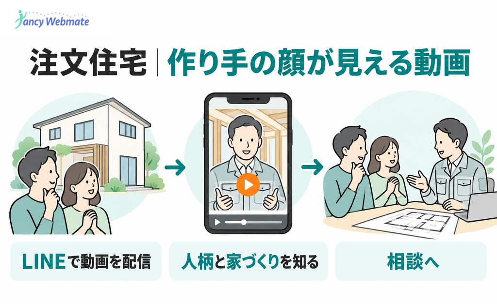 注文住宅の検討者に担当者の動画を届けて相談につなげる事例